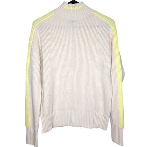 Sanctuary Cruise Sweater Cream Neon Yellow Turtleneck Knit Sweater Size XS